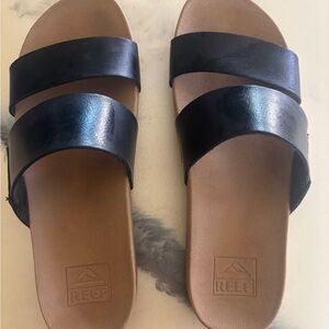 Reef Women's Double Strap Slide Sandals - Black and Tan